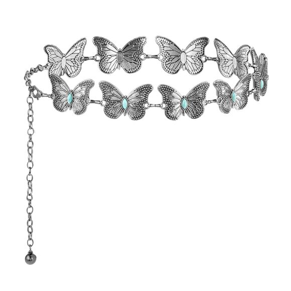 Аmахіu Accessories - 1197 Butterfly Metal Waist Chain Belt, Women Western Belt Adjustable Link